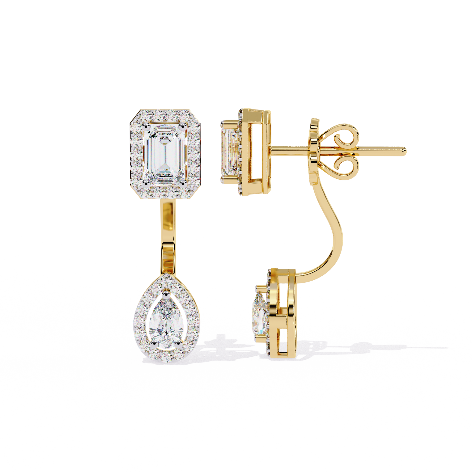 Buy Emerald Teardrop Natural Diamond Earring |Solitairekart